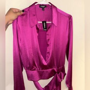 Express Women's Fuchsia Satin Blouse